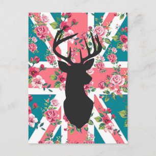 Cartão Postal Rosas de safra bonitinha U.K. Union Jack Flag Cabe