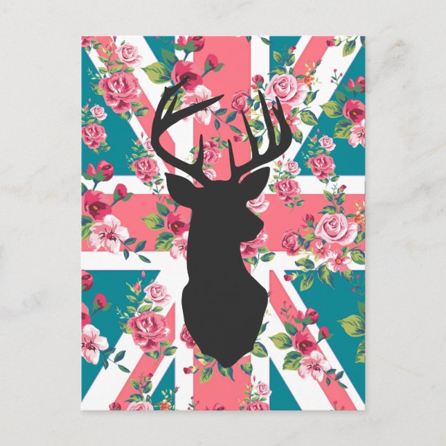 Cartão Postal Rosas de safra bonitinha U.K. Union Jack Flag Cabe (Frente)