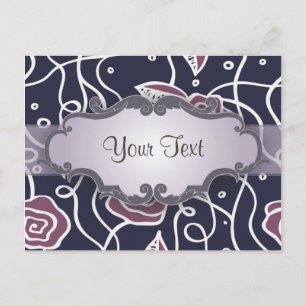 Cartão Postal Rosas de vidro púrpura manchados com Nameplate