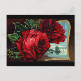 Cartão Postal Rosas de vindima e barcos de vela
