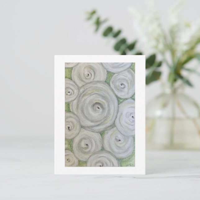 Cartão Postal Rosas desenhados à mão. Arte original (Em pé/Frente)