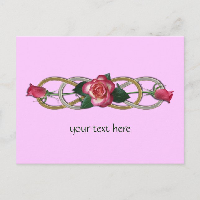 Cartão Postal Rosas Dourados do Duplo Infinity Silver (Frente)