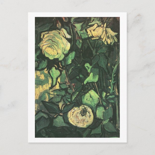 Cartão Postal Rosas e besouro, Van Gogh Fine Art (Frente)