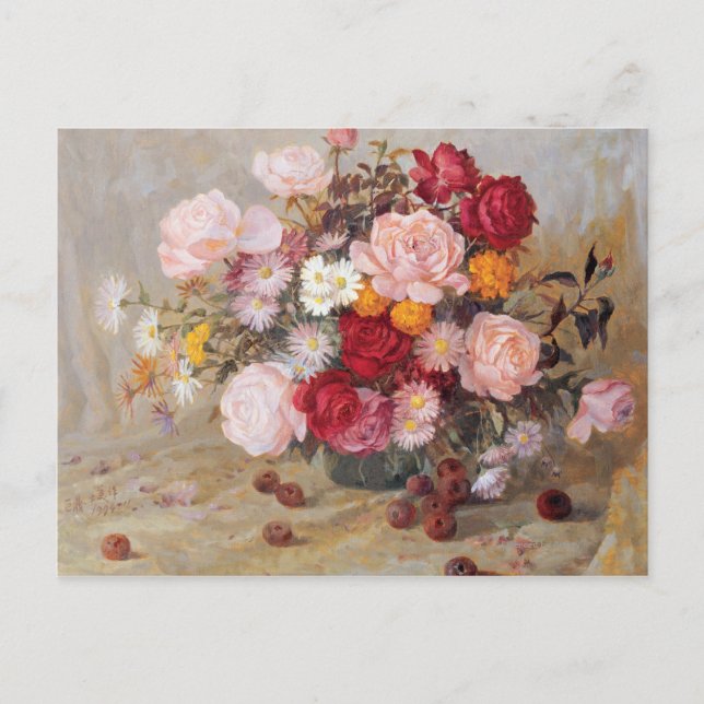 Cartão Postal Rosas e margaridas (Frente)