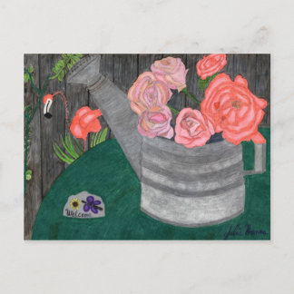 Cartão Postal Rosas Em Um Cartão-Postal