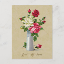 Cartão Postal Rosas em Vase preferem a reprodução de vinhetas