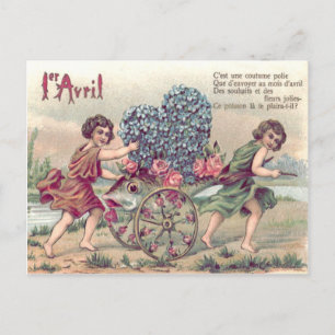 Cartão Postal Rosas Esqueça-me-Não do Carrinho de Peixes