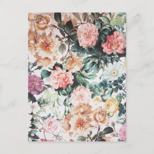 Cartão Postal Rosas florais de cor verde-rosa-d'água cor-de-ros
