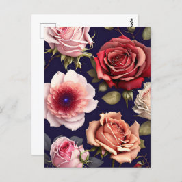 Cartão Postal Rosas, flores, Posto