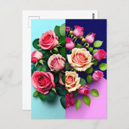 Cartão Postal Rosas, flores, Posto