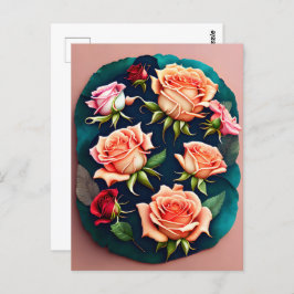 Cartão Postal Rosas, flores, Posto