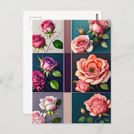 Cartão Postal Rosas, flores, Posto