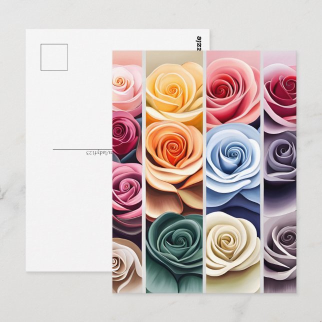 Cartão Postal Rosas, flores, Posto (Frente/Verso)