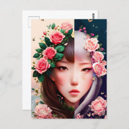 Cartão Postal Rosas, flores, Posto