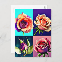 Cartão Postal Rosas, flores, Posto