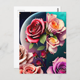 Cartão Postal Rosas, flores, Posto