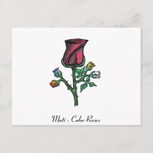 Cartão Postal Rosas multicolores