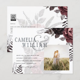 Cartão Postal Rosas Negras Escuros de Borgonha Queda Inverno