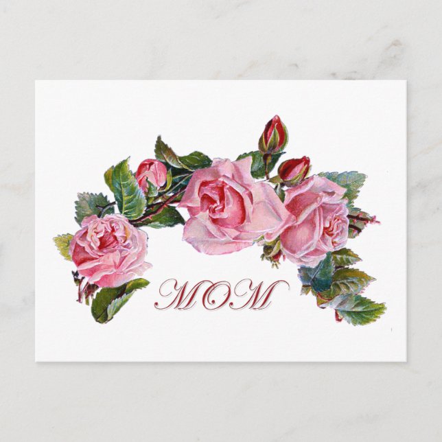Cartão Postal Rosas Para A Mãe (Frente)