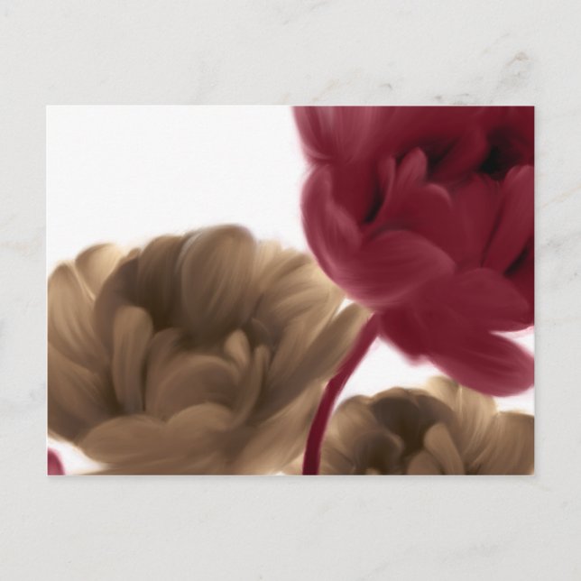 Cartão Postal Rosas pintados - Borgonha e serapilheira (Frente)