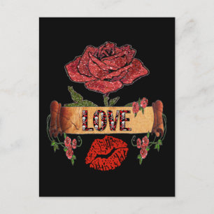 Cartão Postal Rosas Rockabilly RAB, Amor & Batom
