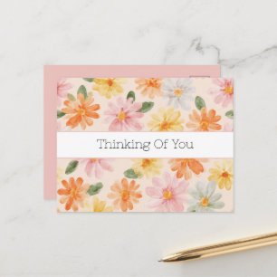 Cartão Postal Rosas Rosa Amarelo Azul Flores Pensando em Você