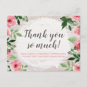 Cartão Postal Rosas Rosa chique no País Russo Obrigado