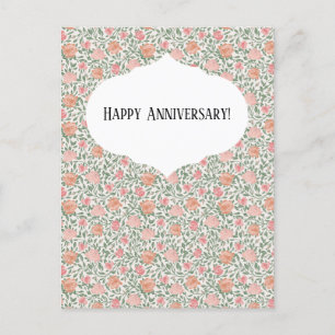 Cartão Postal Rosas Rosa e Bege Vintage Perfeitas