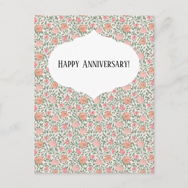 Cartão Postal Rosas Rosa e Bege Vintage Perfeitas (Frente)