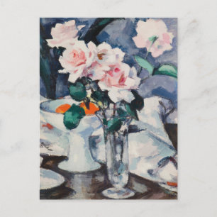 Cartão Postal Rosas rosa num Vaso de Vidro   Samuel John Peploe