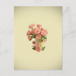 Cartão Postal Rosas Rosa Vintage. Flores Retro