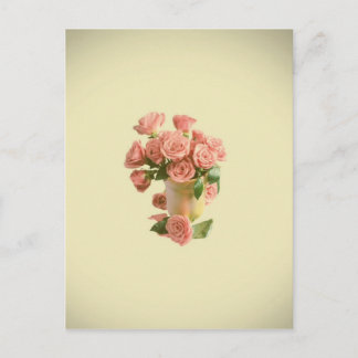 Cartão Postal Rosas Rosa Vintage. Flores Retro