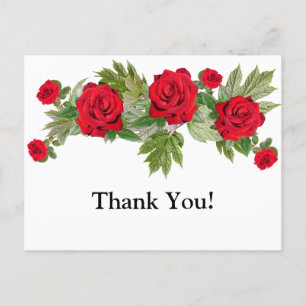 Cartão Postal Rosas Vermelhas 3 Obrigado Graduação