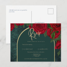 Rosas Vermelhas Dourado Verde Floresta Casamento d
