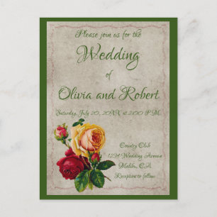 Cartão Postal Rosas vermelhas e amarelas da safra personalizada