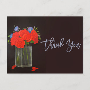 Cartão Postal Rosas Vermelhas e Glória da Manhã Obrigado adicion