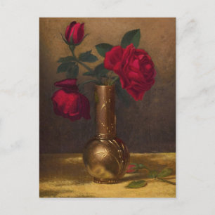 Cartão Postal Rosas Vermelhas em um Vaso Japonês, Martin Johnson