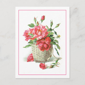 Cartão Postal rosas vermelhas em uma cesta