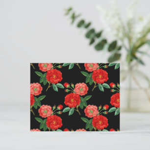 Cartão Postal Rosas Vermelhas, Fundo Preto,