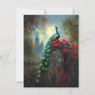 Cartão Postal Rosas vermelhas Peacock Dramáticas