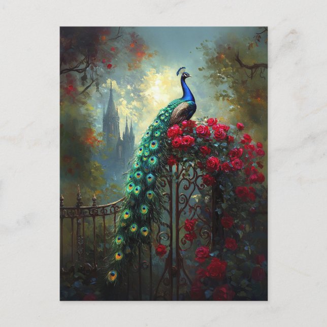Cartão Postal Rosas vermelhas Peacock Dramáticas (Frente)