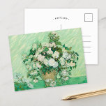 Cartão Postal Rosas | Vincent van Gogh<br><div class="desc">Rosas (1890) do artista poste-impressionista holandês Vincent Van Gogh. A obra original é um pintura a óleo em canvas que representa uma vida estática de rosas brancas contra um fundo verde-claro. Use as ferramentas de design para adicionar texto personalizado ou personalizar a imagem.</div>