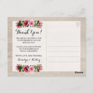 Cartão Postal Rosas Vintage Desgastadas Casamento Rústico Obriga