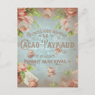 Cartão Postal Rosas vintage shabby chic typo rosa
