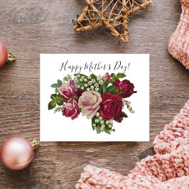 Cartão Postal Rosas vitorianas clássicas Lily do Vale Romance