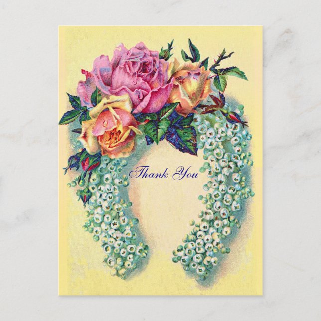 Cartão Postal Rosas Vitorianos Obrigado Cartão-Postal (Frente)