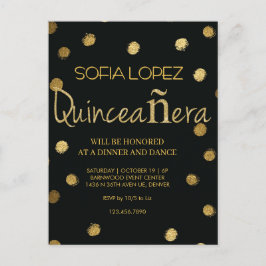 Cartão Postal Rose Gold Glitter Elegant Quinceañera 