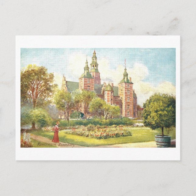 Cartão Postal Rosenborg Antigo, Copenhague, Dinamarca (Frente)