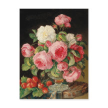 Roses and cherries oil painting