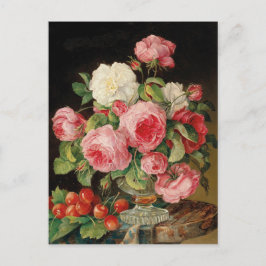 Cartão Postal Roses and cherries oil painting